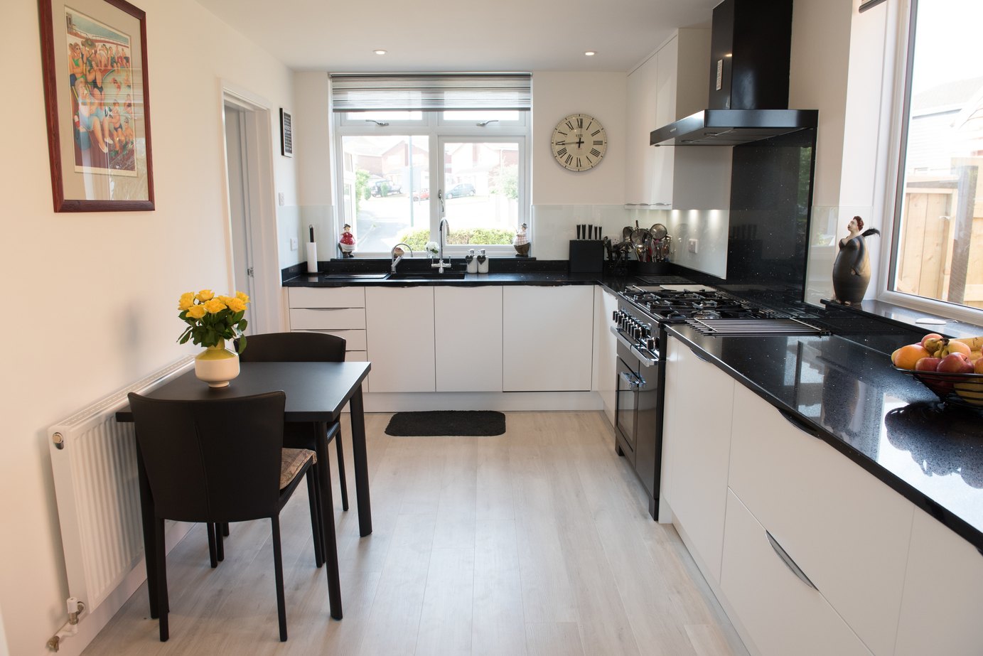black and white minimalist home kitchen