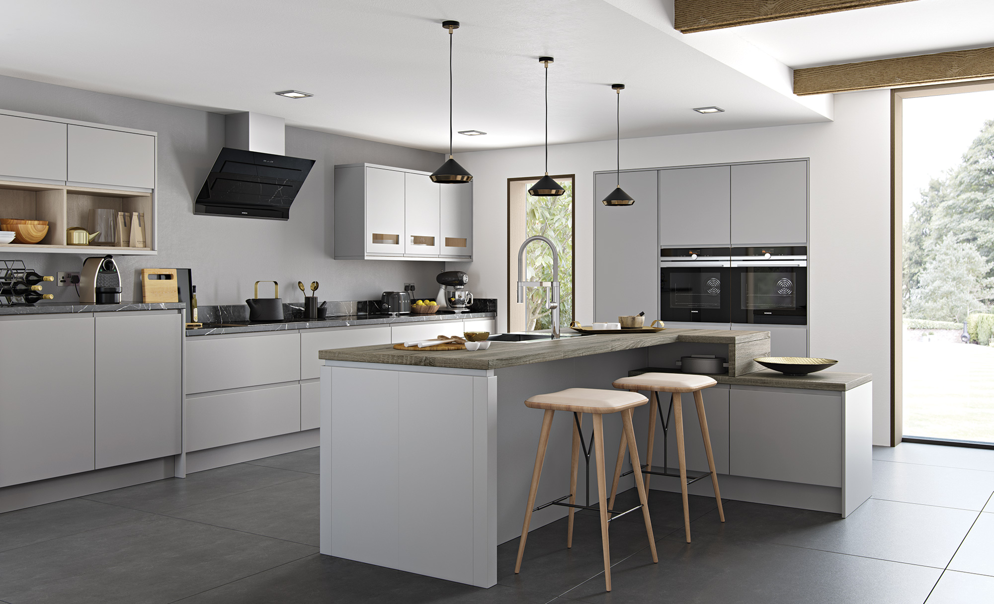 A Uform kitchen in grey and white